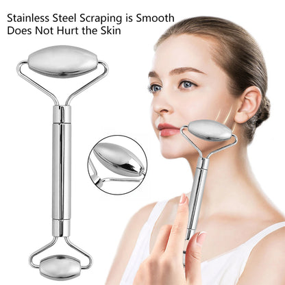 Rouleau Facial Gua Sha en acier inoxydable