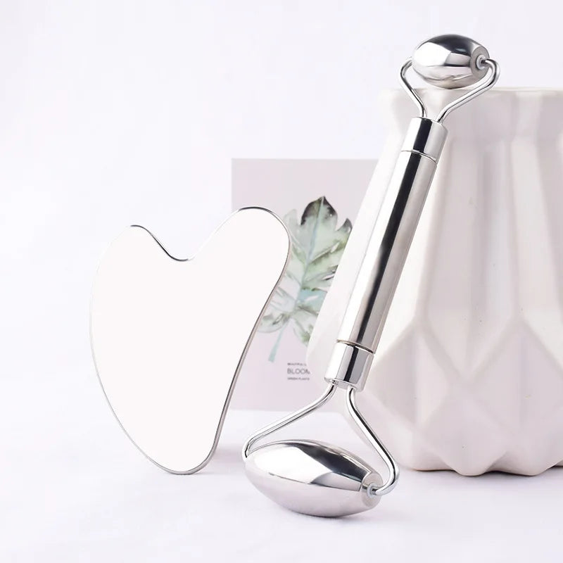 Rouleau Facial Gua Sha en acier inoxydable